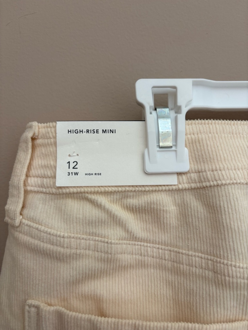 American Eagle NWTS Cream High Rise Corduroy Mini Skirt - Women size 12 - Picture 6 of 9